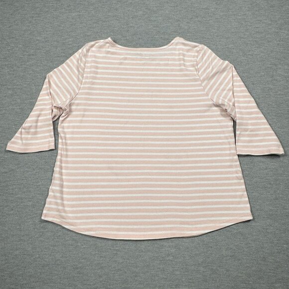 Studio Works Womens Top Pink White Striped 3/4 Sleeve Cotton Tee Size XL - Picture 6 of 14